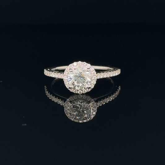 GIA Certified Diamond Halo Engagement Ring