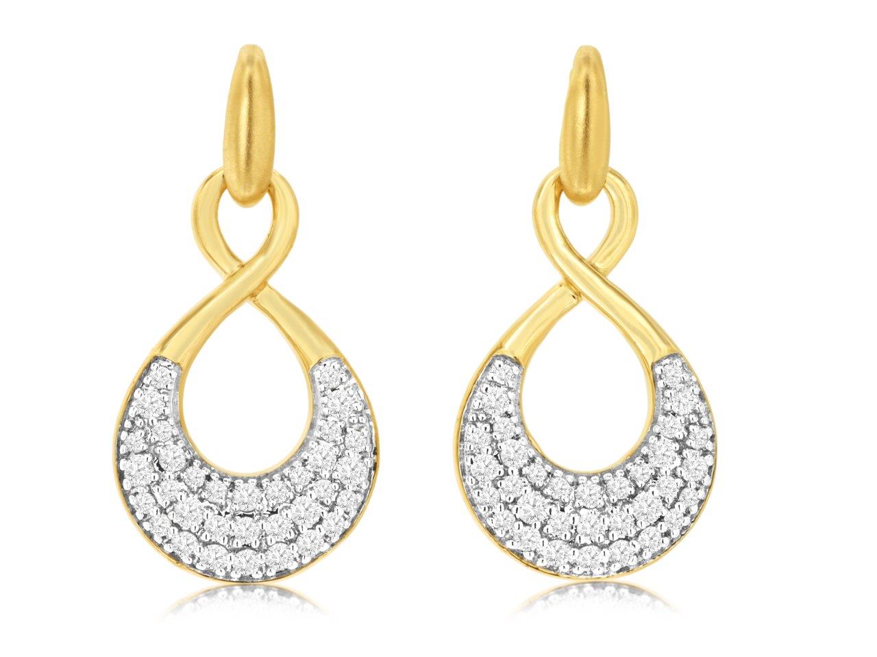 Gold and Diamond Dangle Earrings