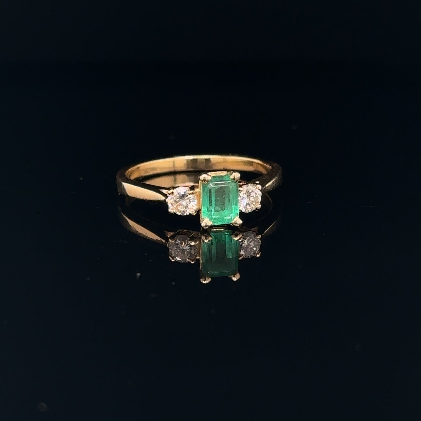 Emerald And Diamond Three-Stone Ring