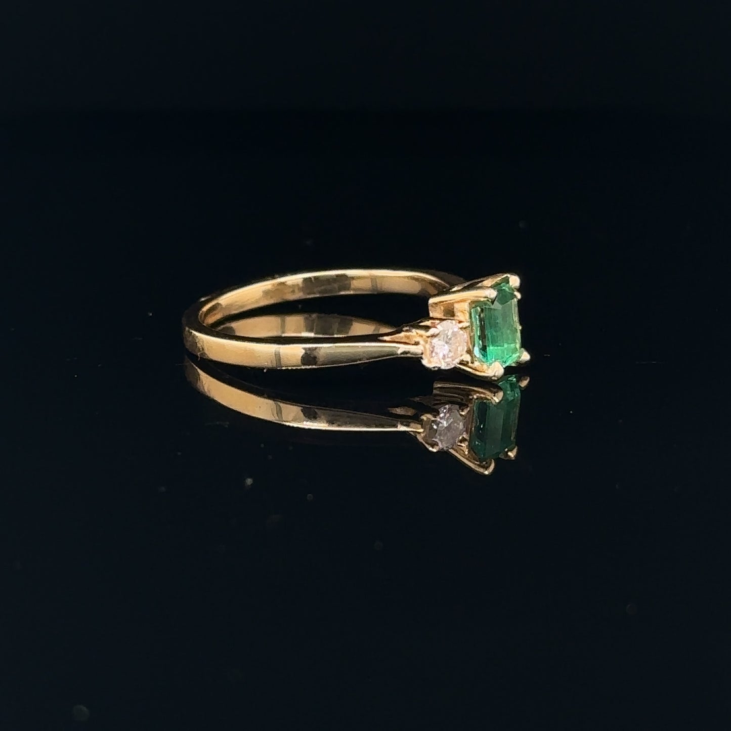Emerald And Diamond Three-Stone Ring