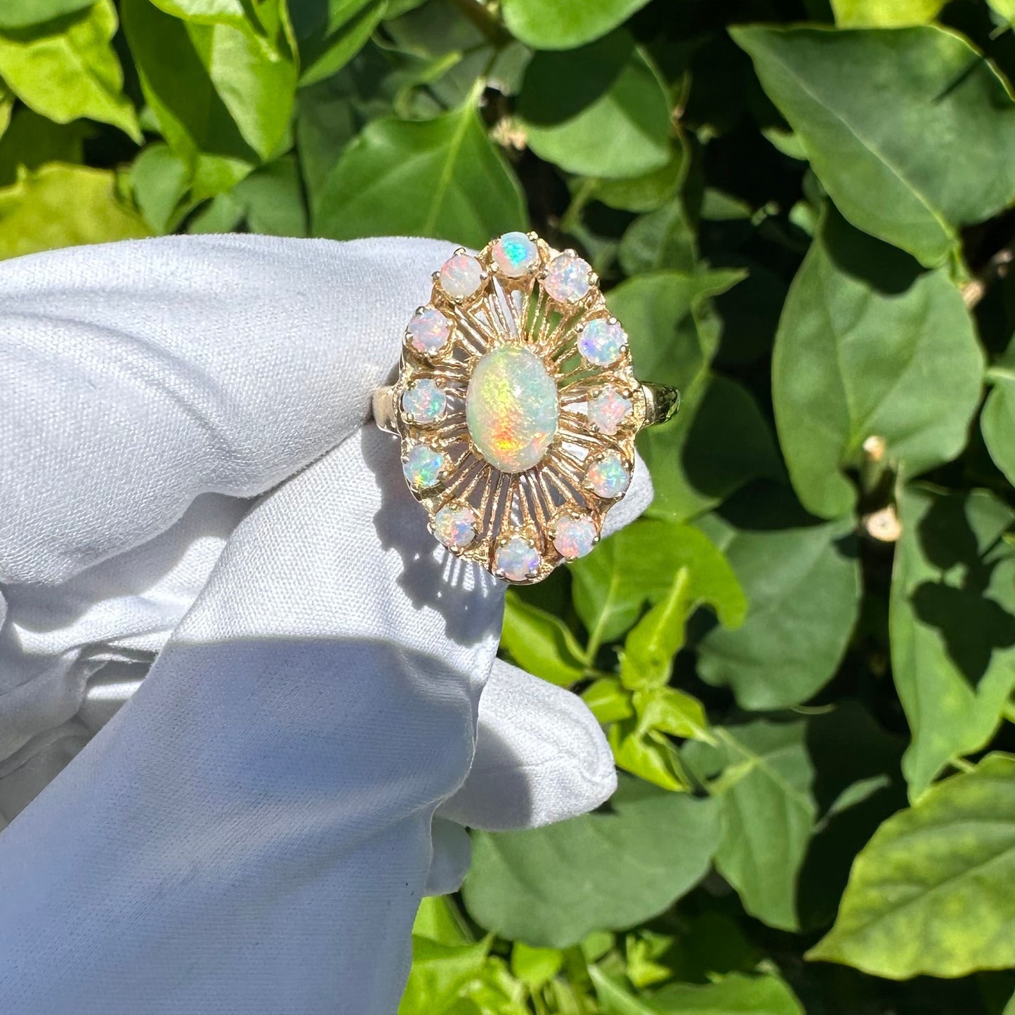 Estate Opal Halo Ring