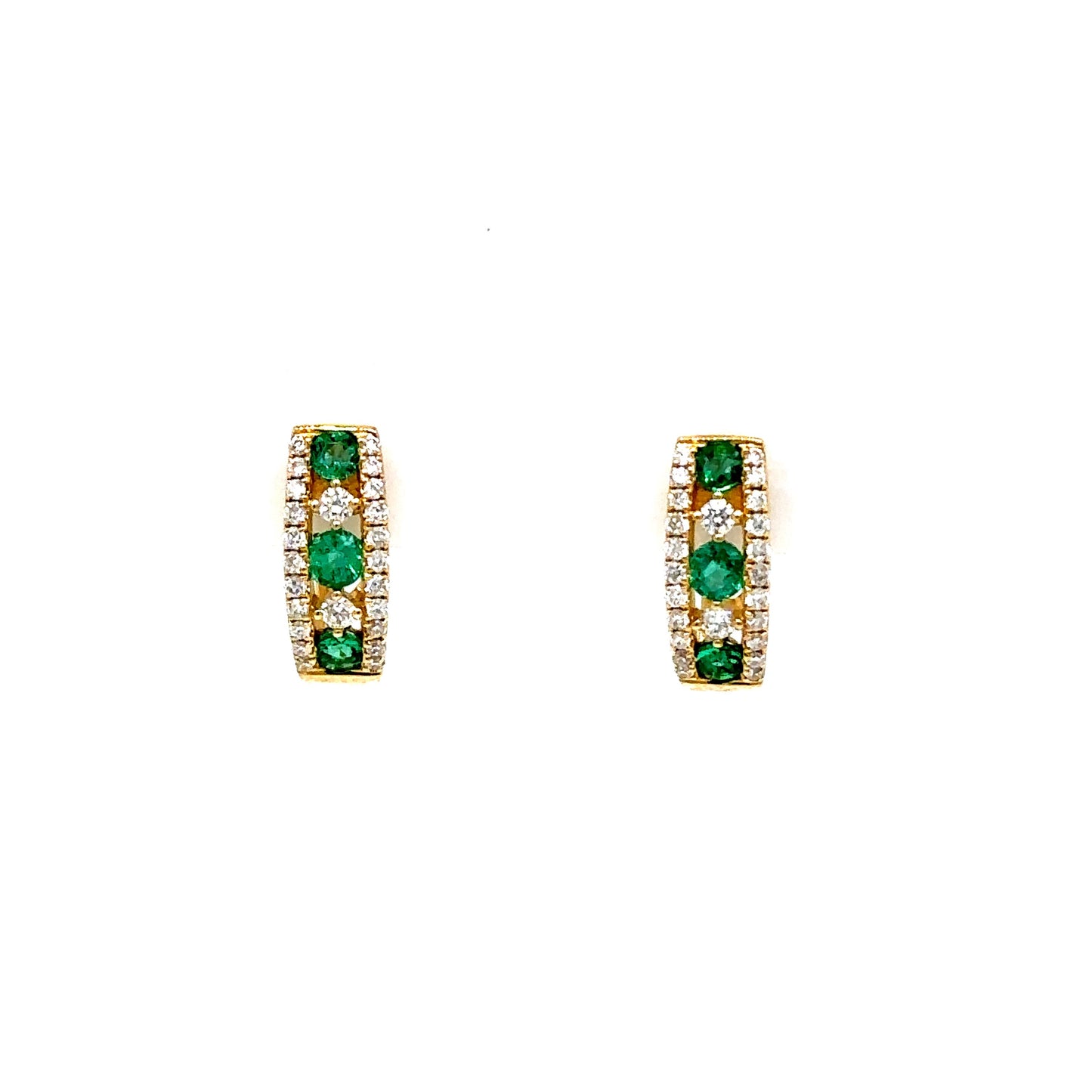 Emerald And Diamond Small Huggie Earrings