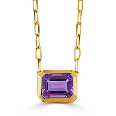 East-to-West Set Amethyst Necklace