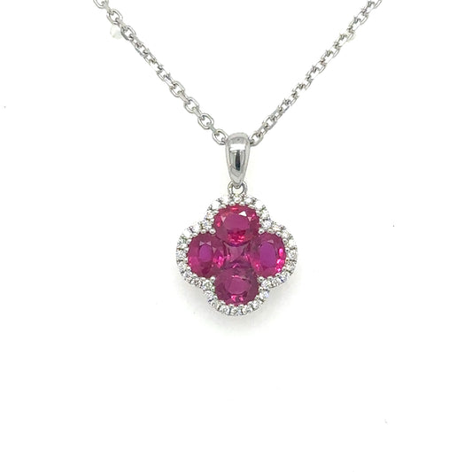 Ruby And Diamond Clover Necklace